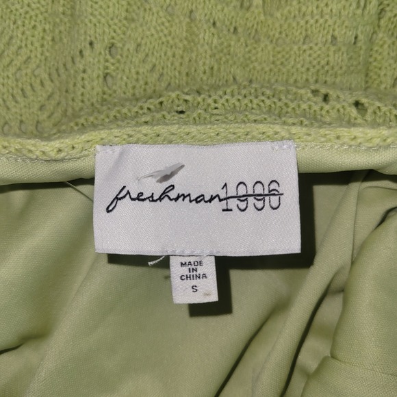 Freshman1996 Lime Green Crochet Knit Sheath Dress Mini Length Size S - Picture 4 of 4
